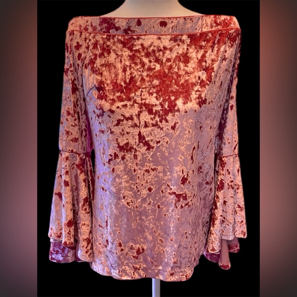 NEW! Venus Crushed Velvet Pink Bell Sleeved Top Sz XL